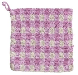 Cotton Crocheted Pot Holder With Check Pattern