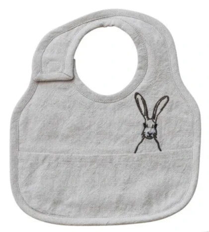 Embroidered Cotton & Linen Bib