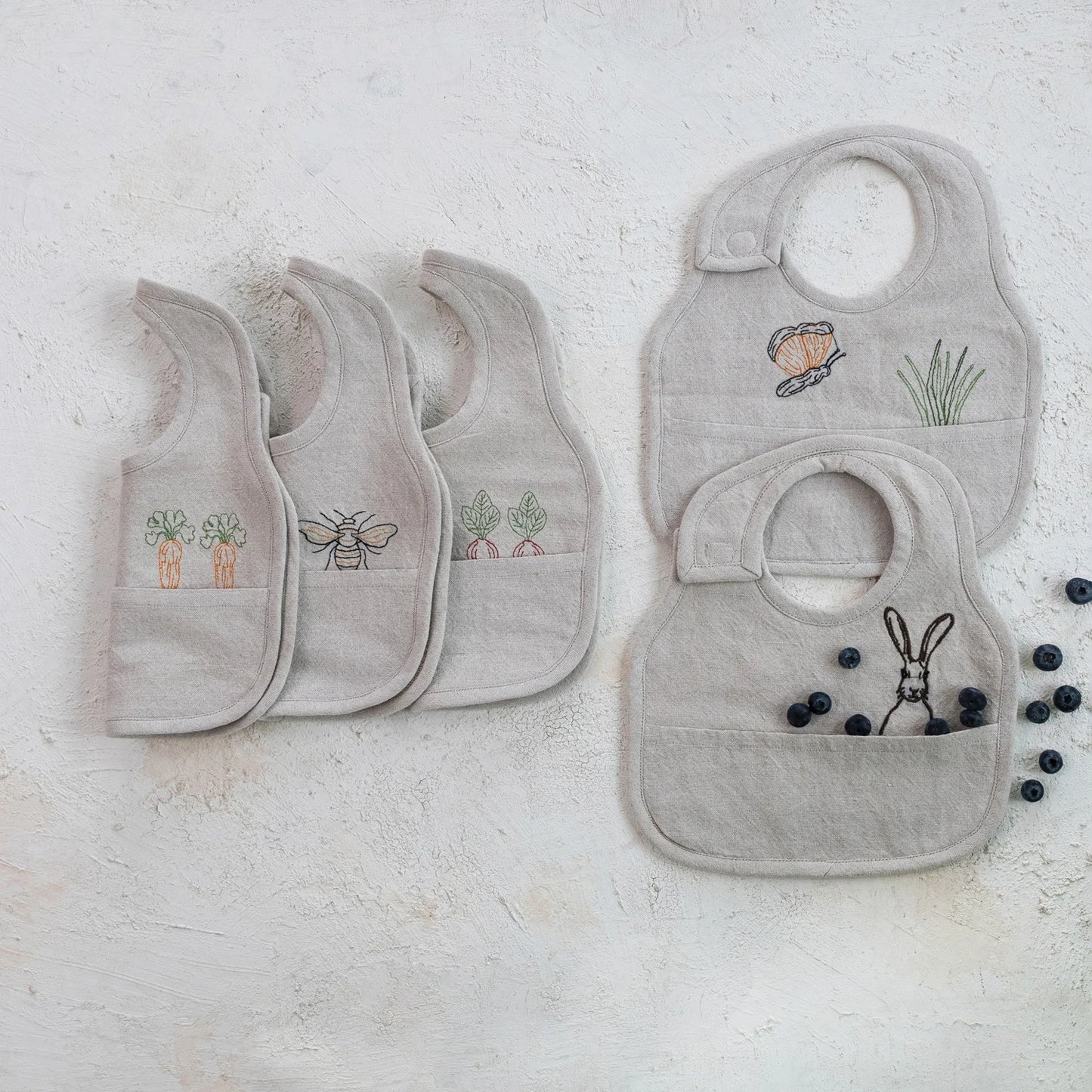 Embroidered Cotton & Linen Bib