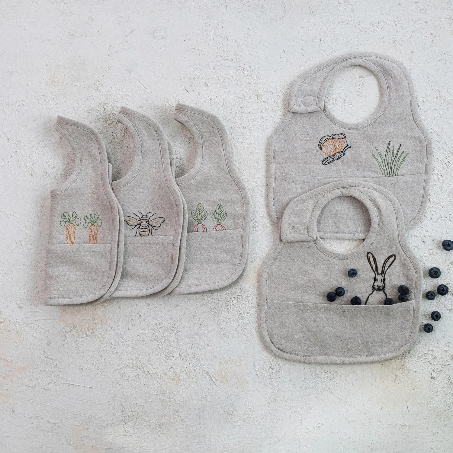 Embroidered Cotton & Linen Bib