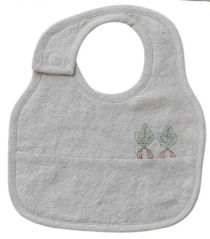 Embroidered Cotton & Linen Bib