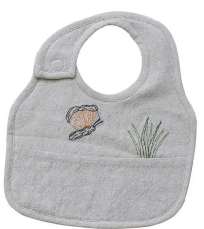 Embroidered Cotton & Linen Bib