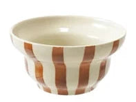 Hand-Painted Stoneware Striped Bowl