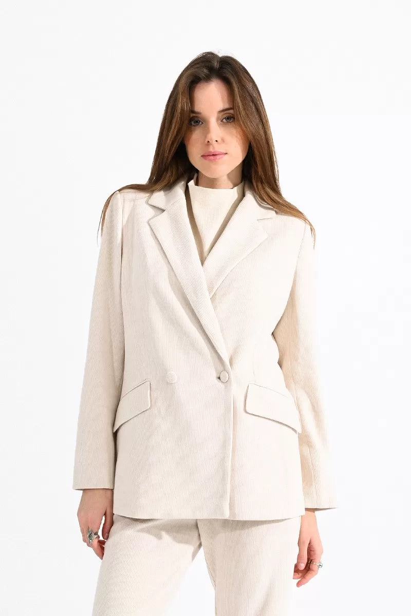 Molly Bracken Double-Breasted Velvet Blazer