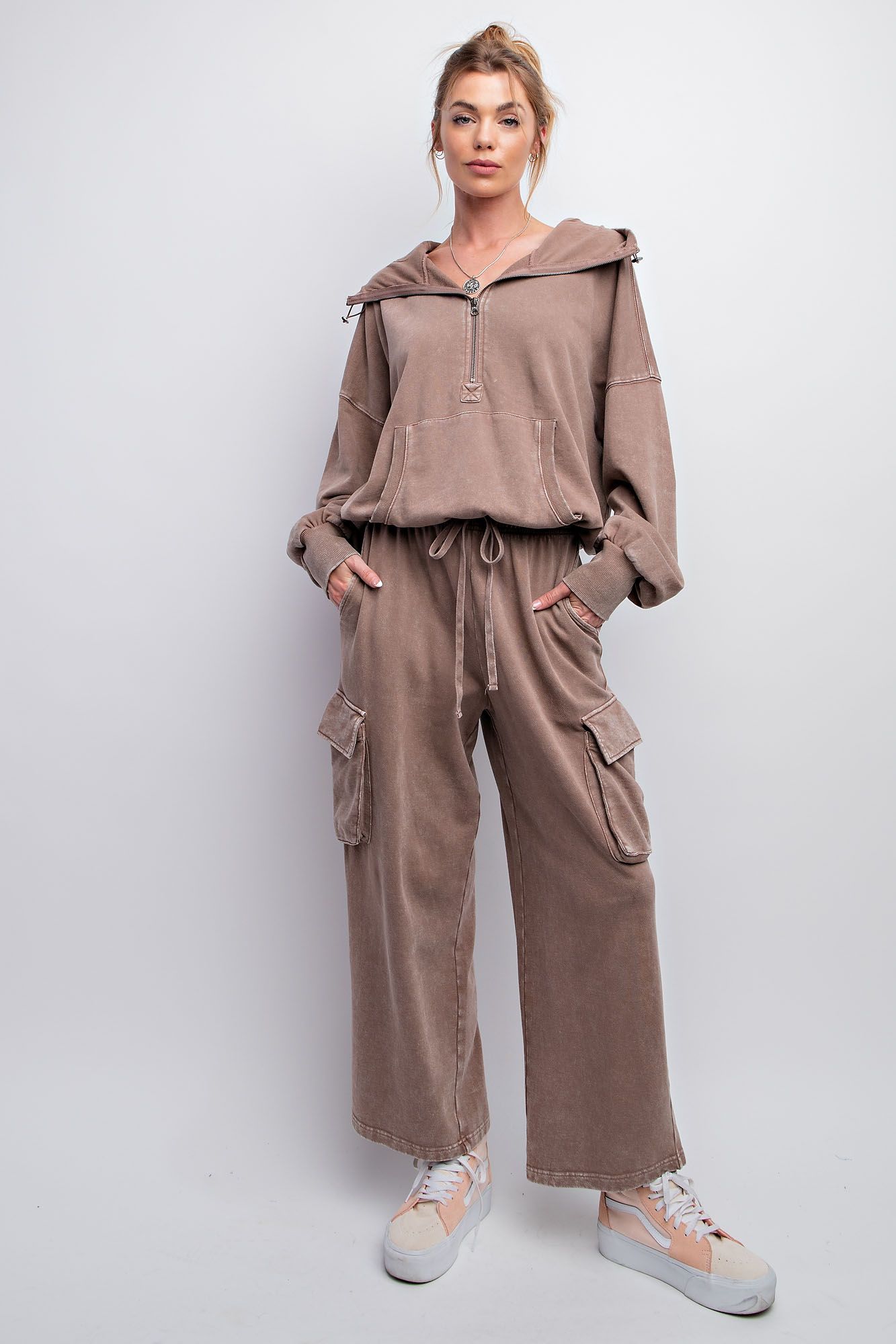 Easel Mineral Washed Terry Knit Pant