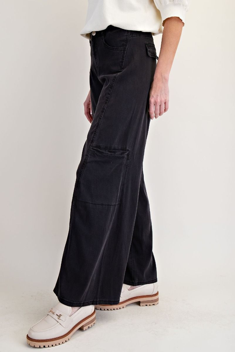Easel Washed Denim Straight Pants
