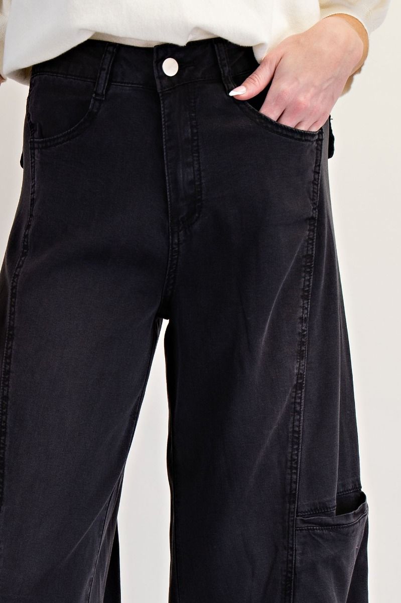 Easel Washed Denim Straight Pants