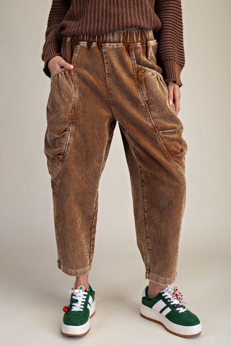 Easel Washed Corduroy Barrel Pants