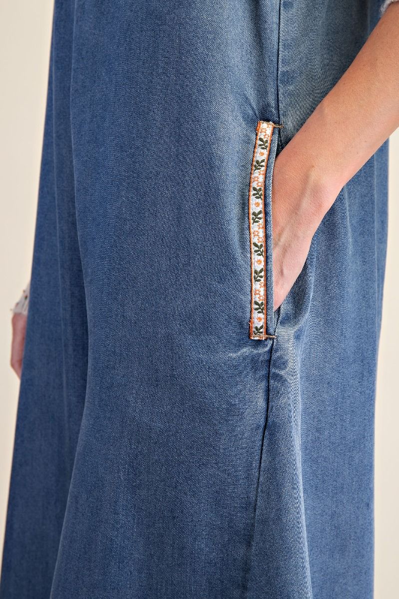 Easel Washed Chambray Jumpsuit