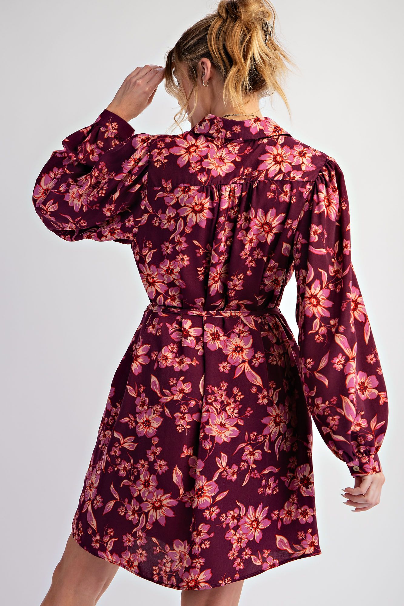 Easel Sophia Woven Button Front Dress