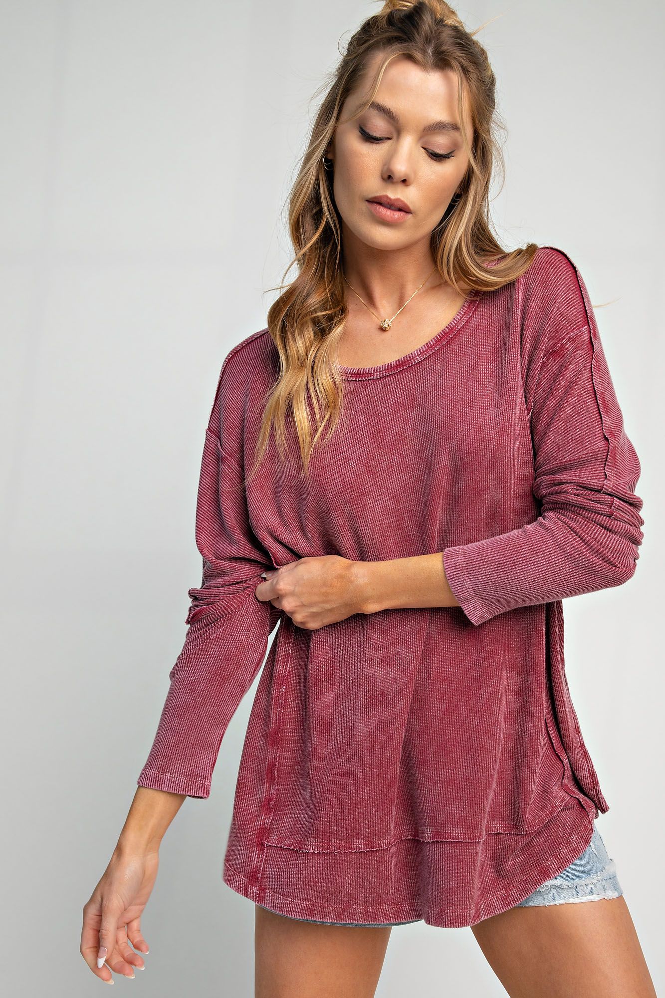 Easel Mineral Washed Rayon Top