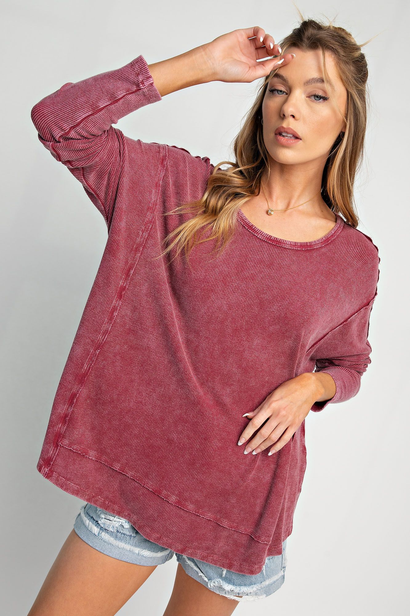 Easel Mineral Washed Rayon Top