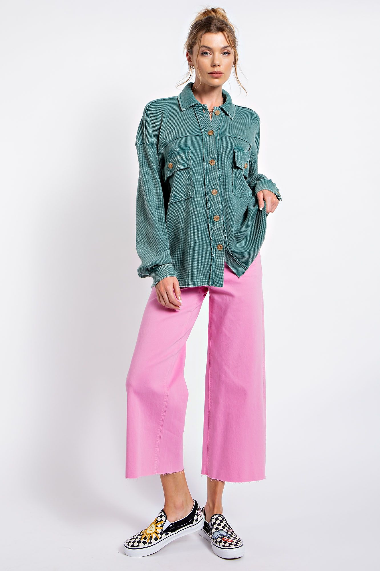 Easel Washed Thermal Knit Top