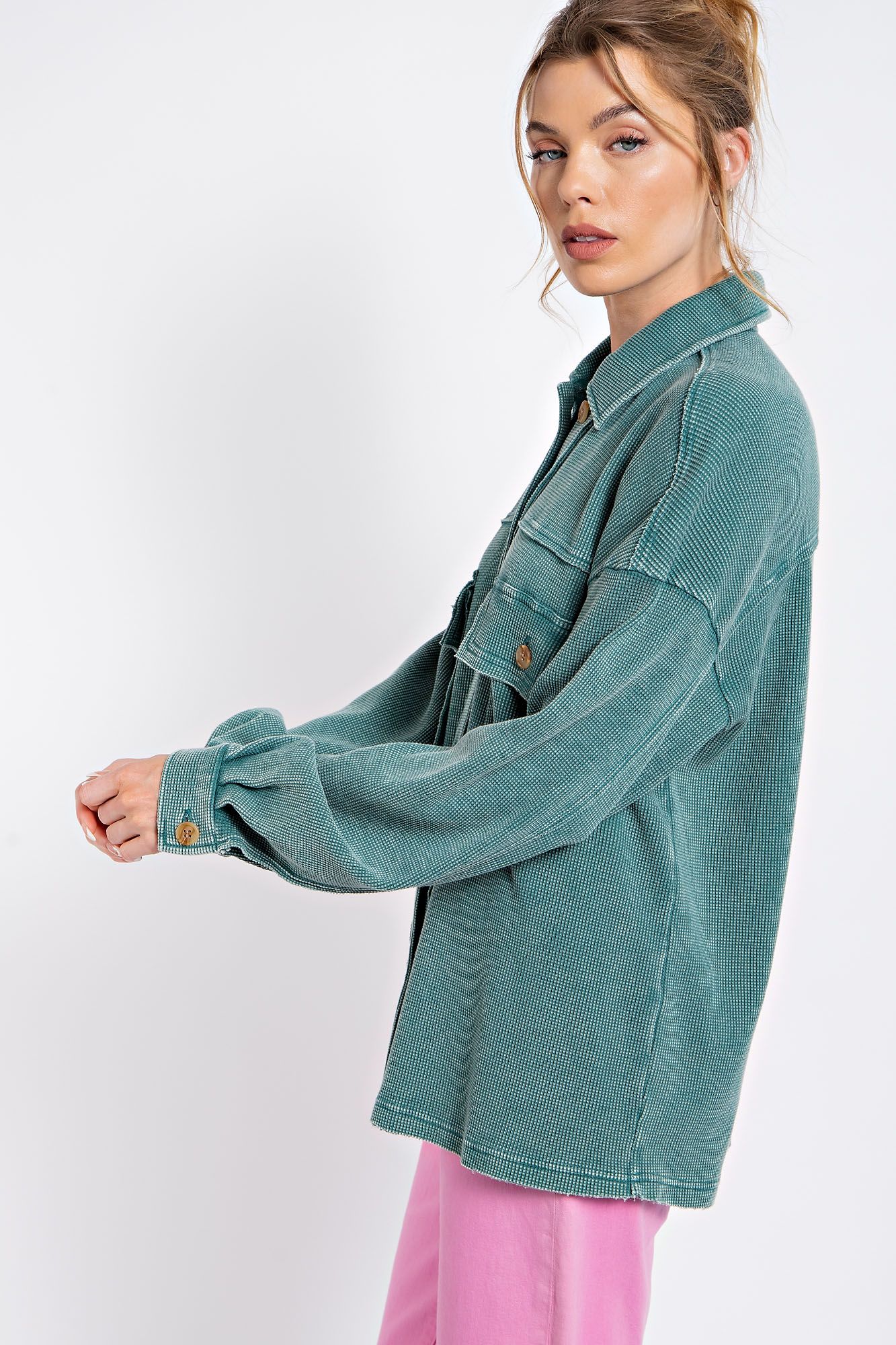 Easel Washed Thermal Knit Top