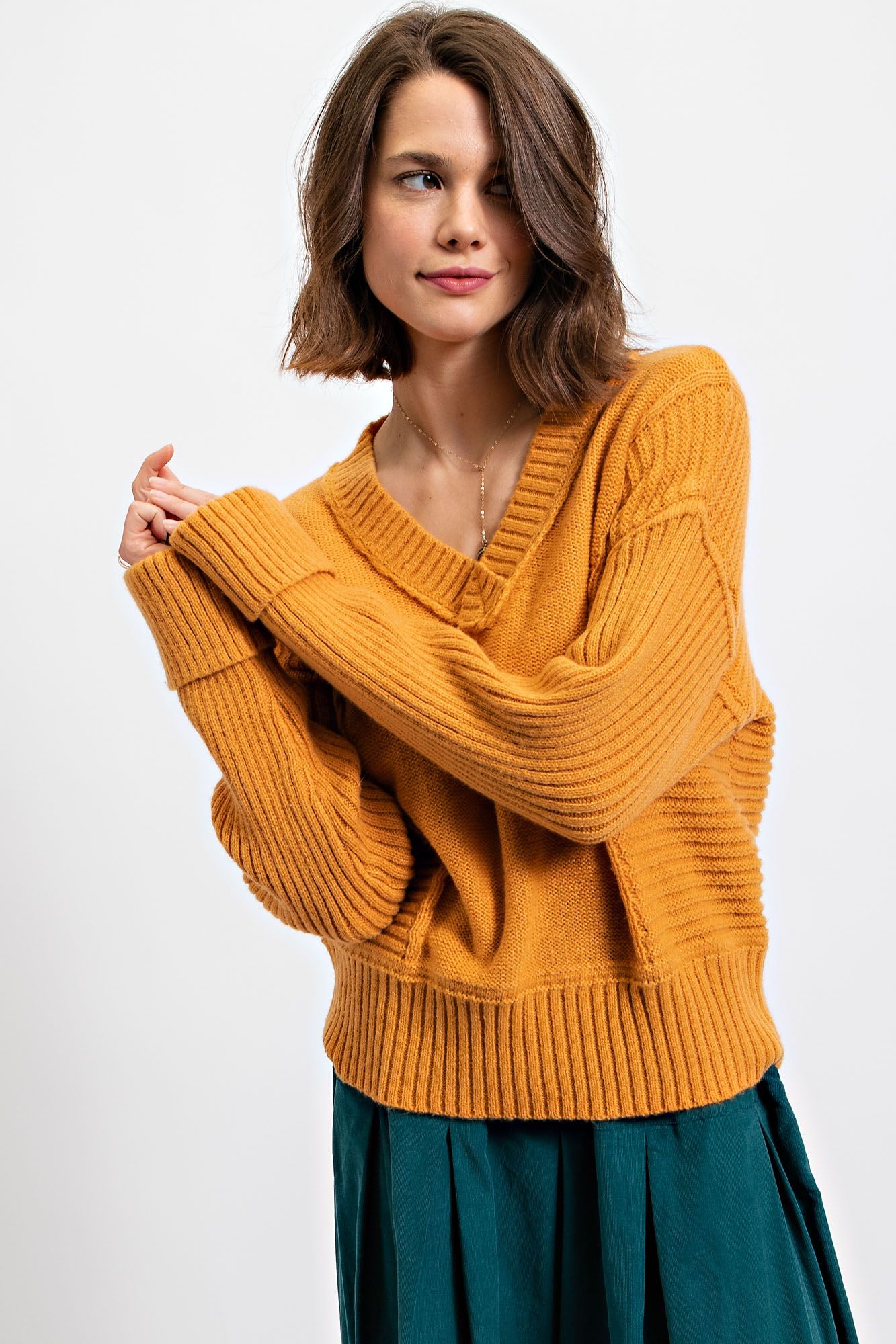 Easel V-Neck Knitted Sweater