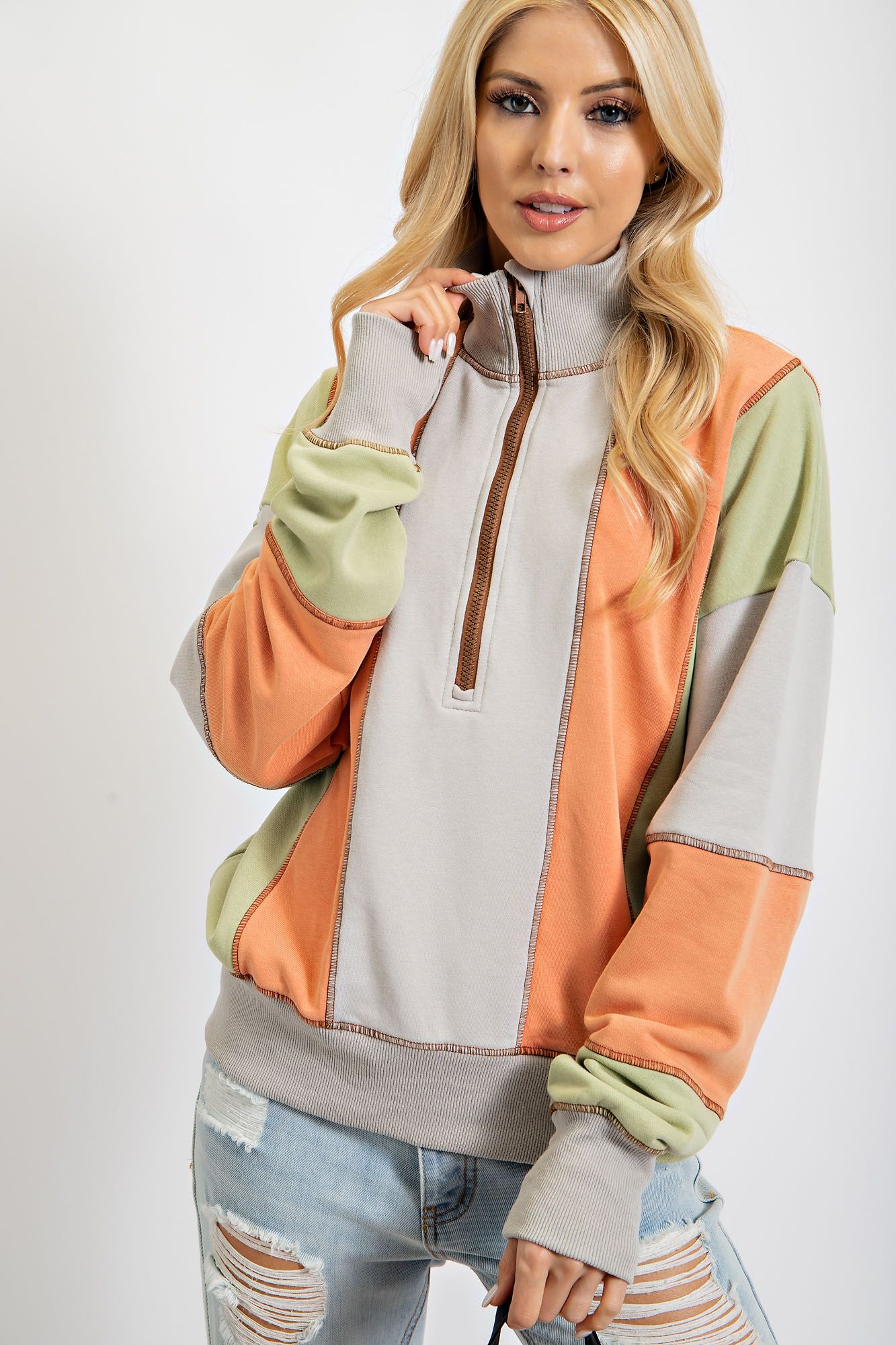 Easel Color Block Terry Knit