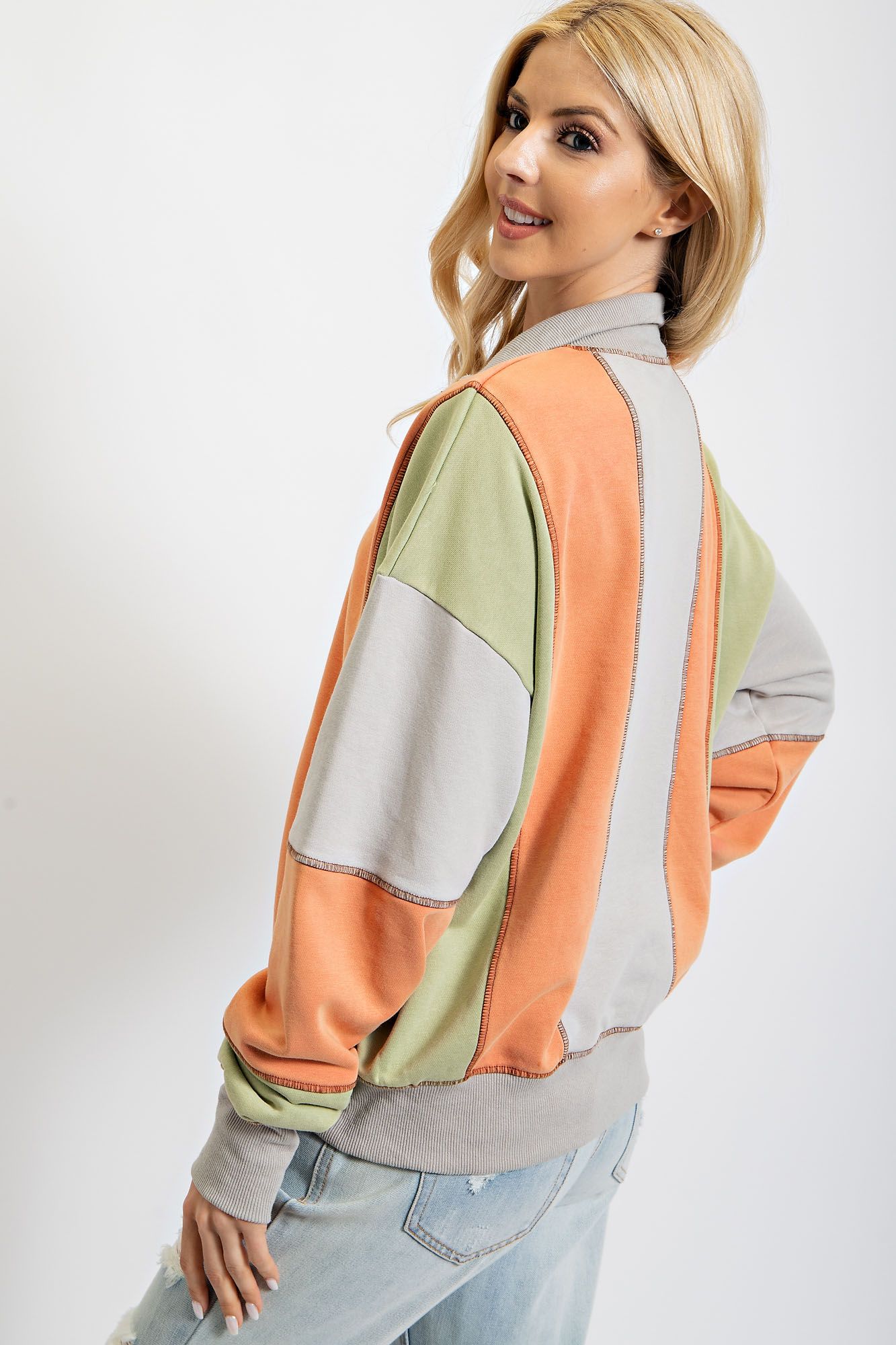 Easel Color Block Terry Knit