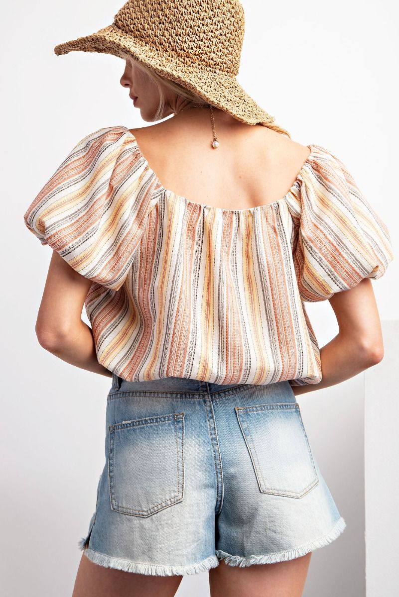 Easel Puff Sleeve Crop Top