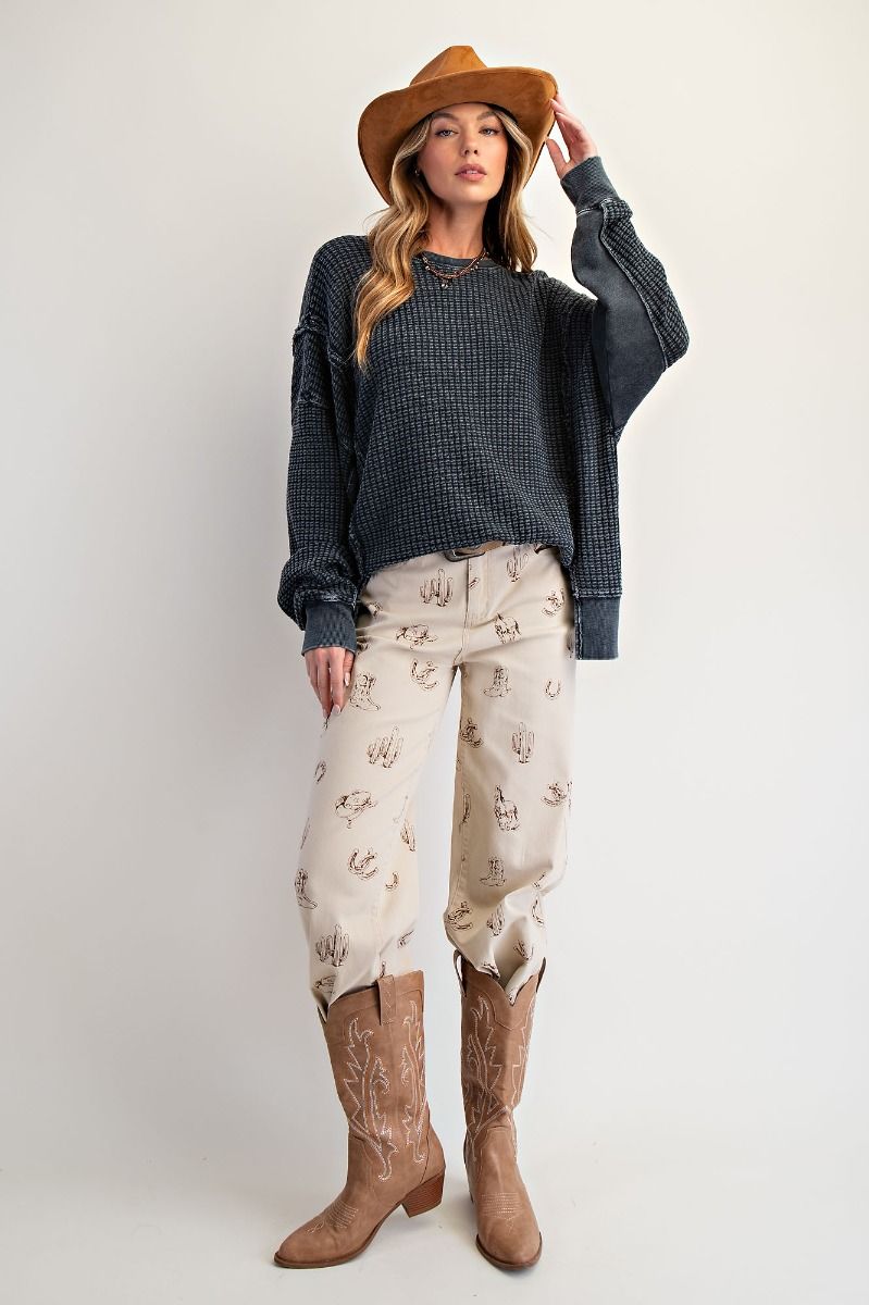 Easel MIneral Washed Thermal Pullover