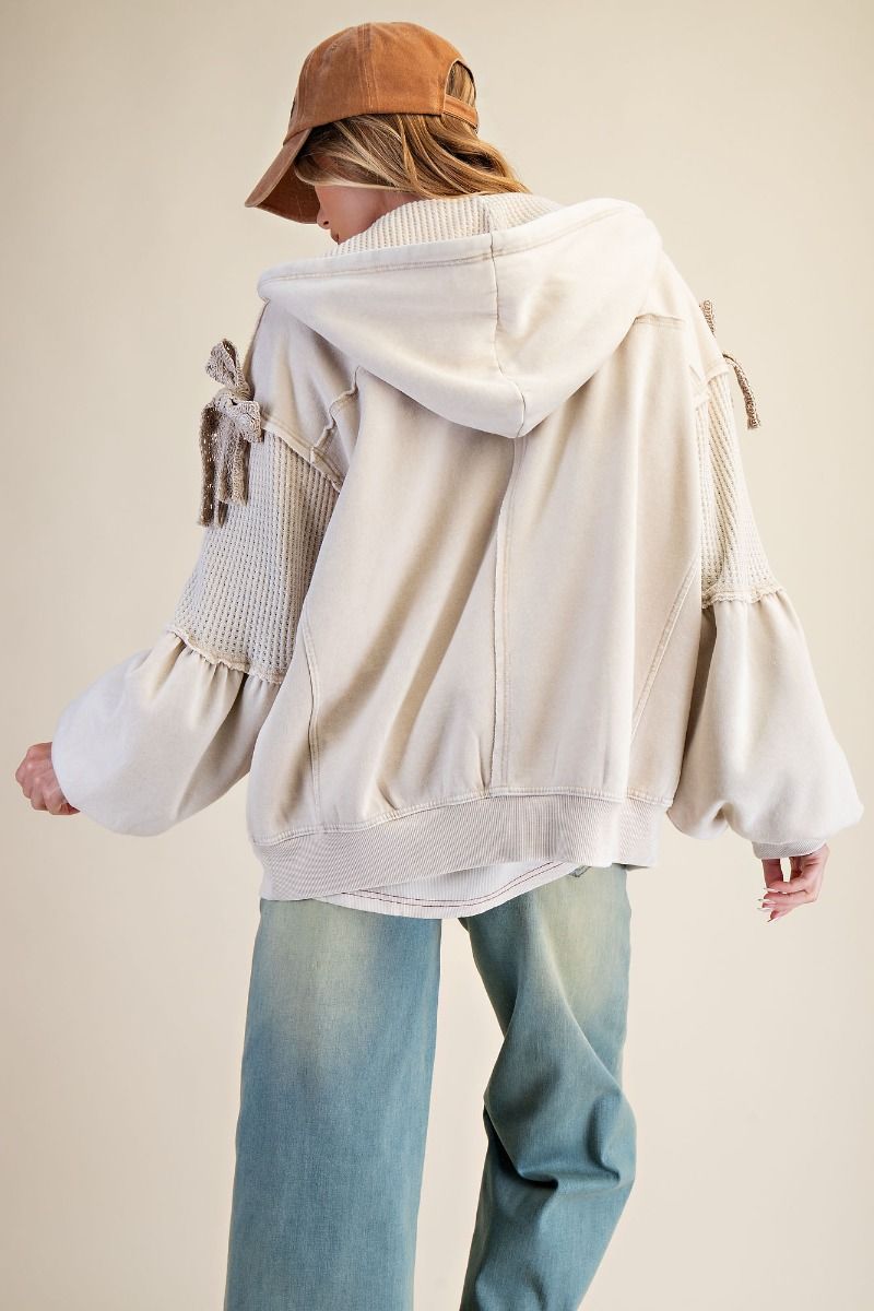Easel Washed Terry Knit Zip Up Hoodie Jacket