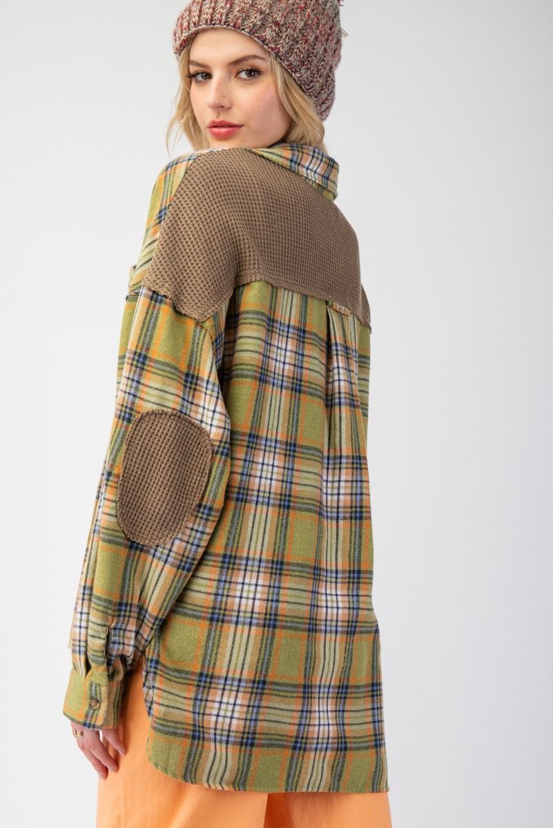 Easel Plaid Mineral Washed Button Down Shirt