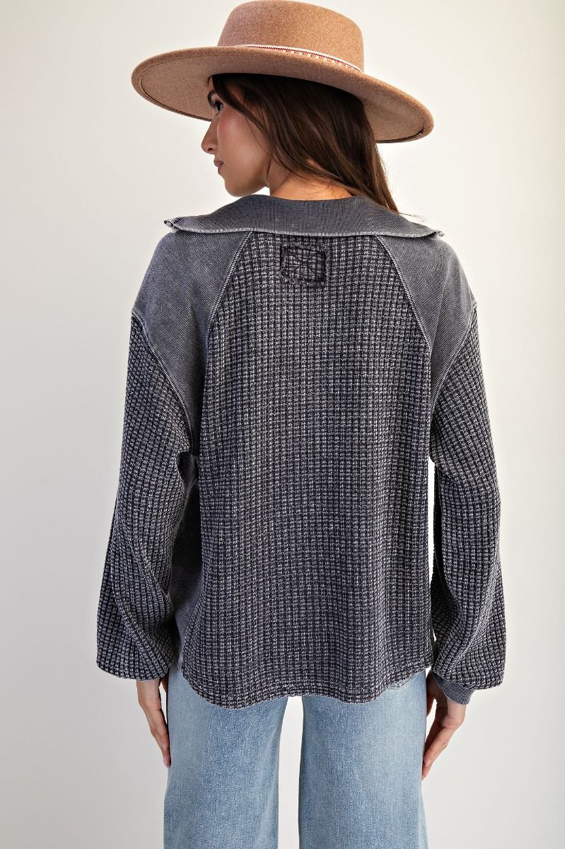 Easel Zip Up Washed Thermal Pullover