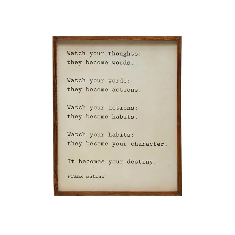 Watch Your Thoughts... Wood Decorative Sign