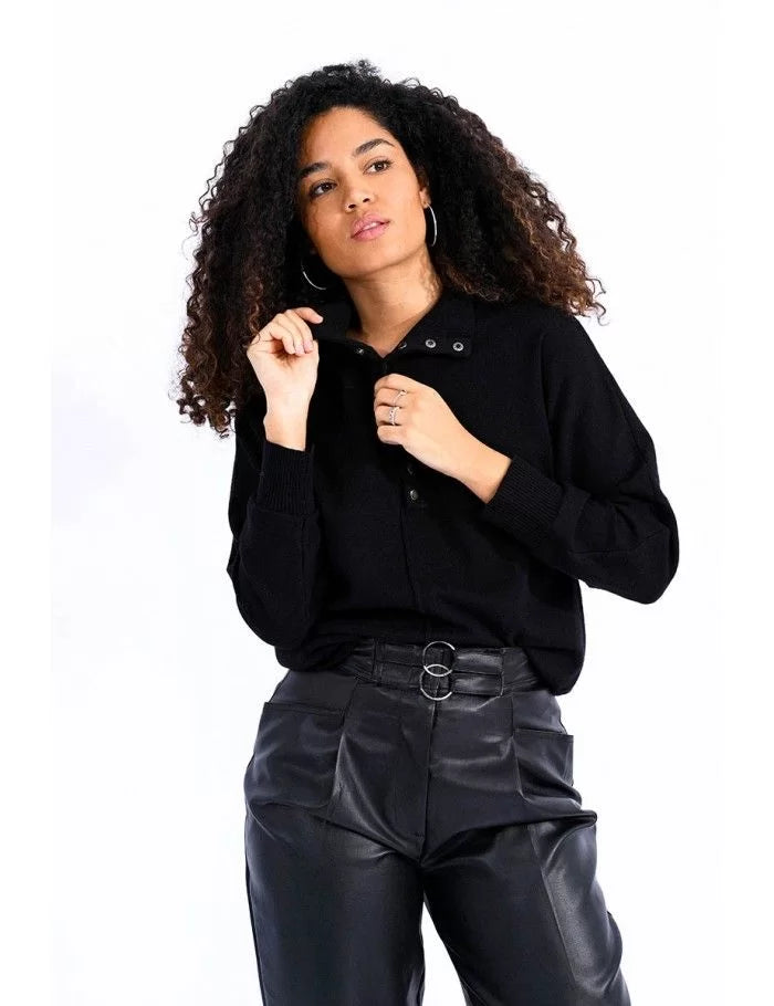 Molly Bracken High Neck Buttoned Sweater