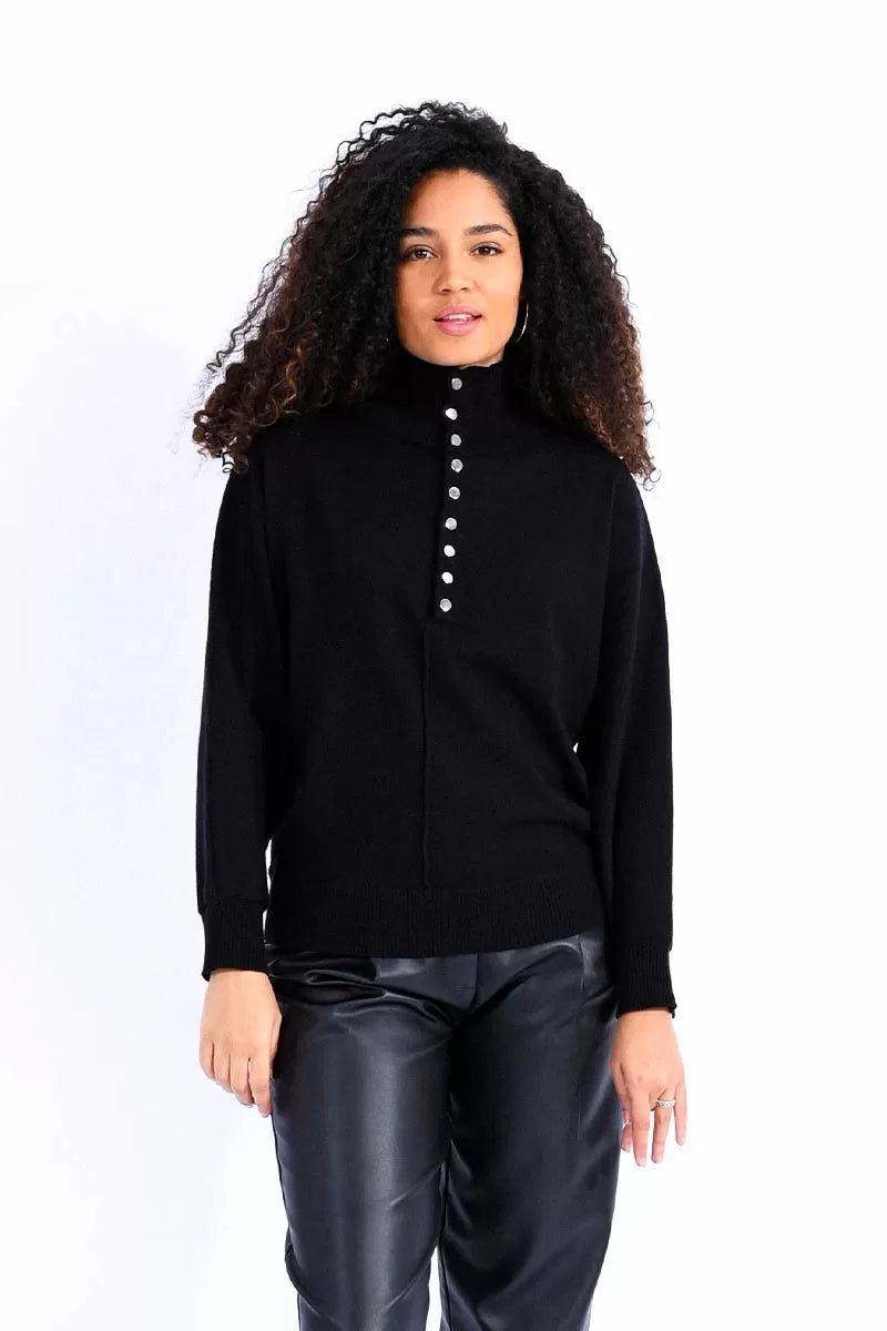 Molly Bracken High Neck Buttoned Sweater