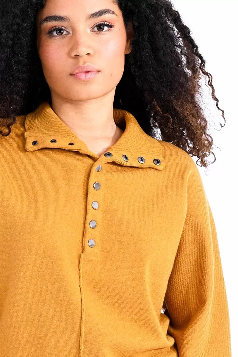 Molly Bracken High Neck Buttoned Sweater