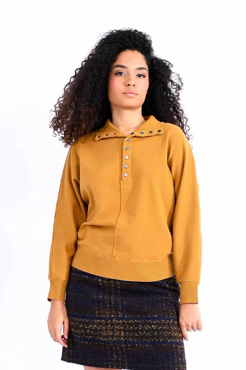 Molly Bracken High Neck Buttoned Sweater
