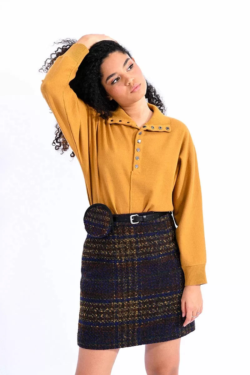 Molly Bracken High Neck Buttoned Sweater