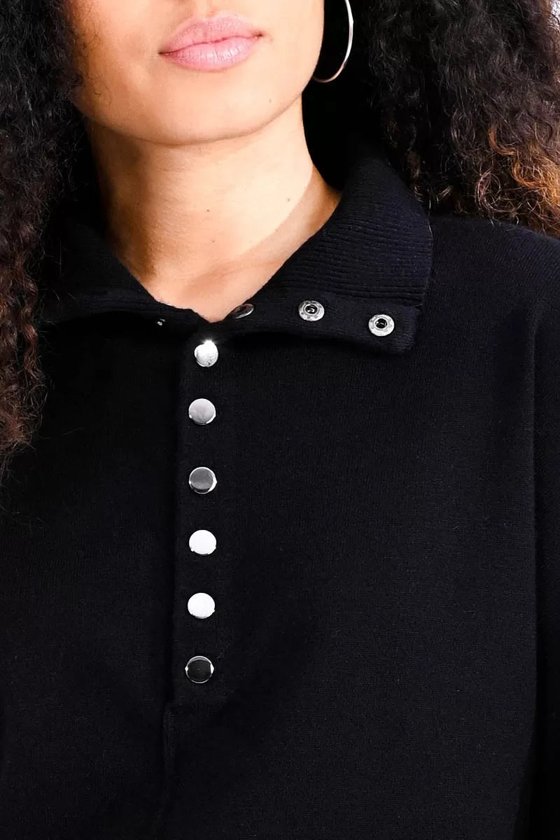 Molly Bracken High Neck Buttoned Sweater