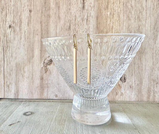Gold Long Bar Dangle Earrings