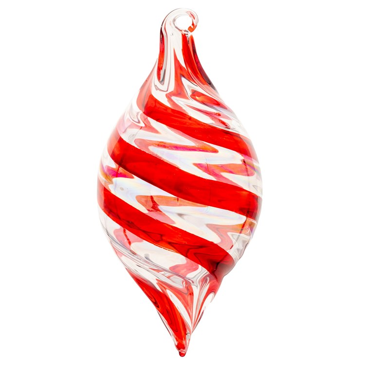 Candy Stripe Clear Teardrop Glass Ornament