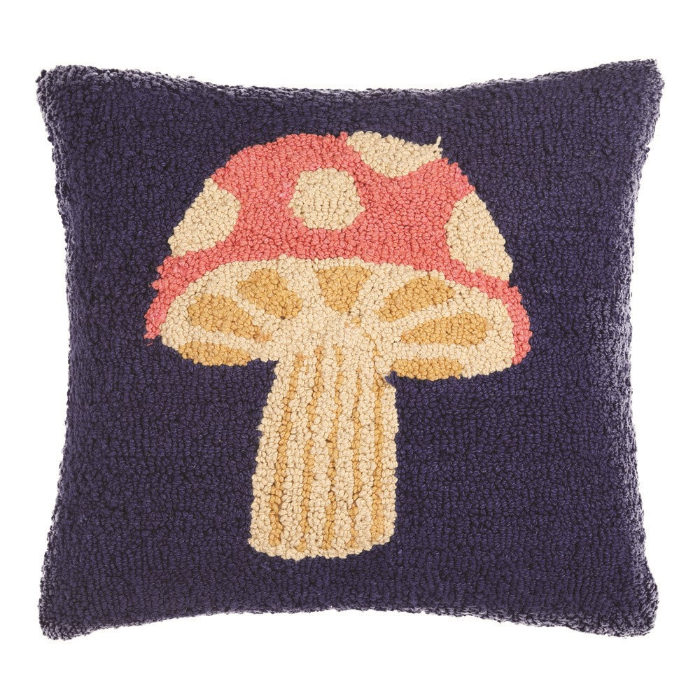 Mushrooms Hooked Pillow