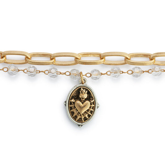 Sacred Heart Bracelet - Gold or Silver