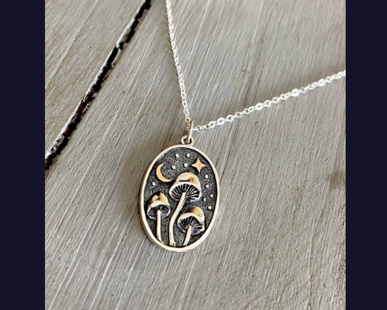 Sterling Silver Mushroom Necklace