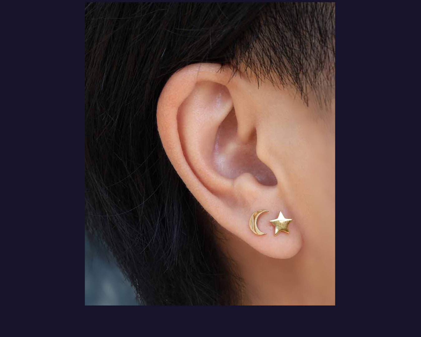 Gold Star And Moon Earrings