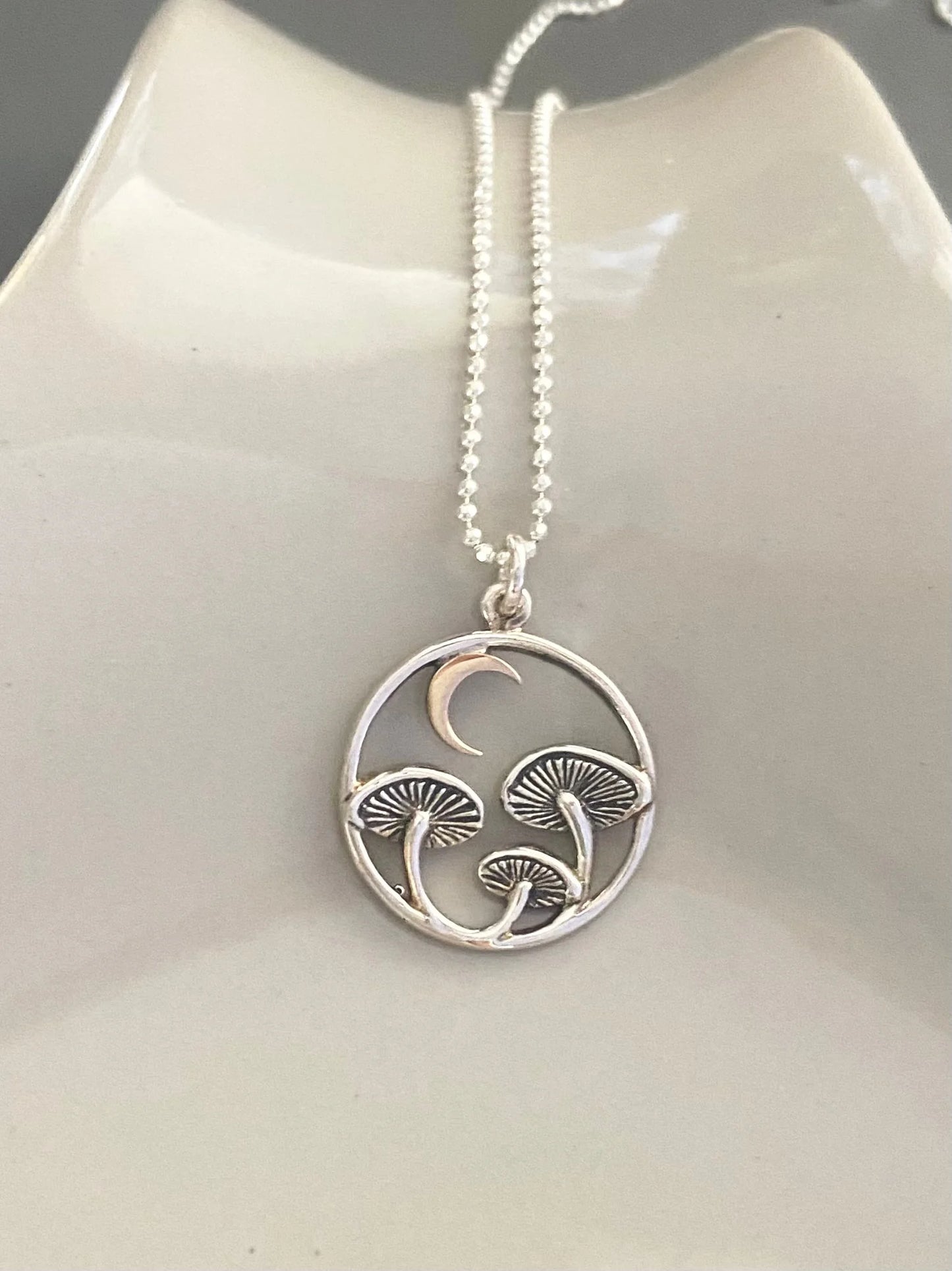 Sterling Silver Small Mushroom Necklace