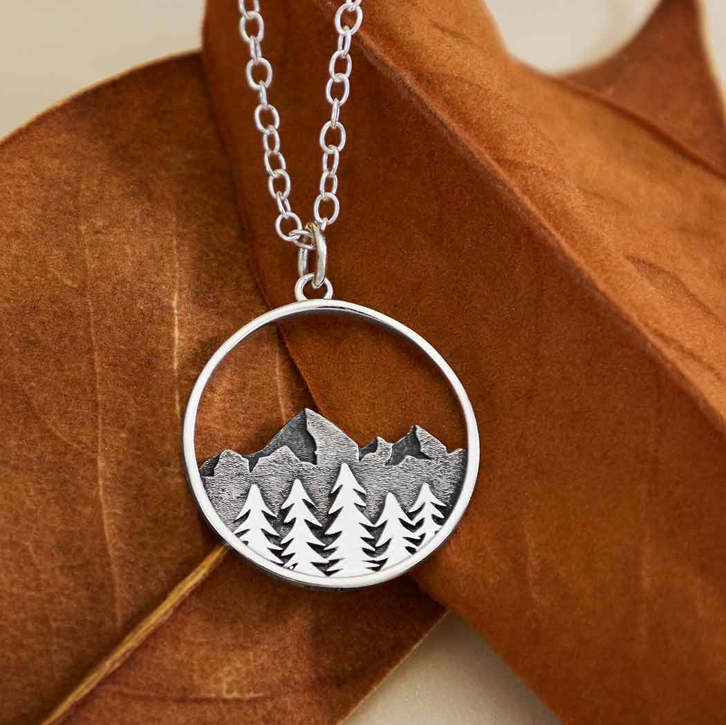 Sterling Silver Mountain Forest Necklace