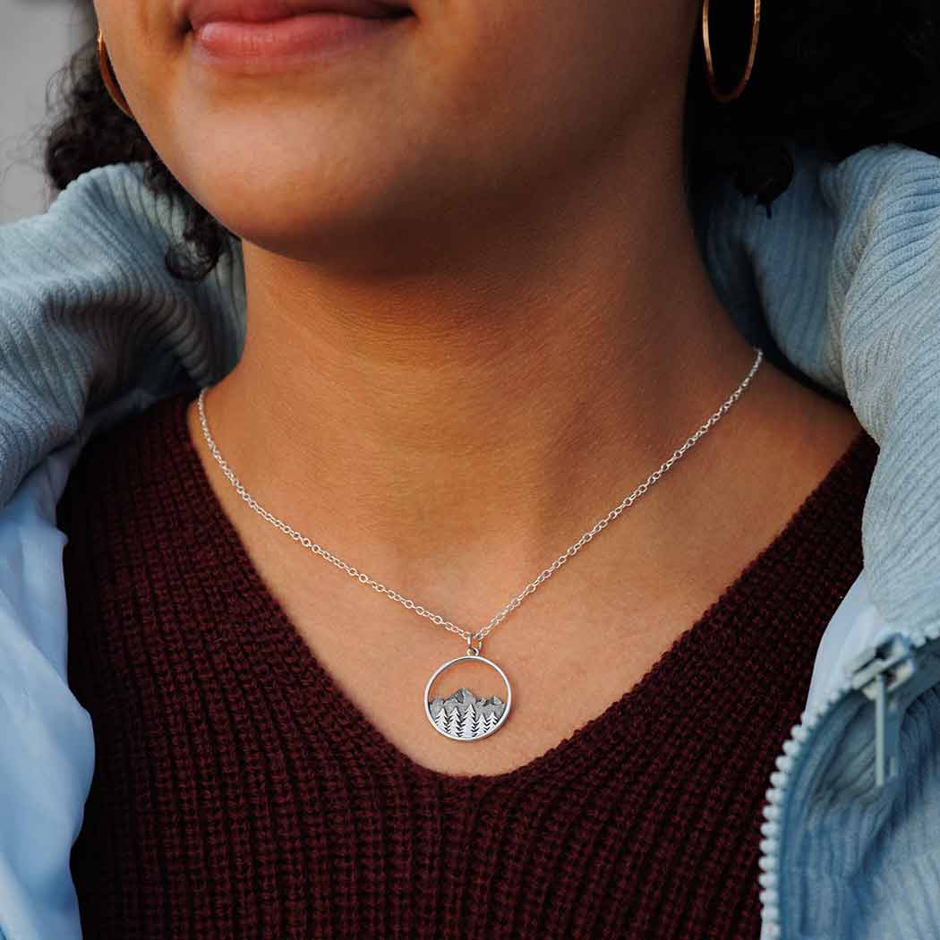 Sterling Silver Mountain Forest Necklace