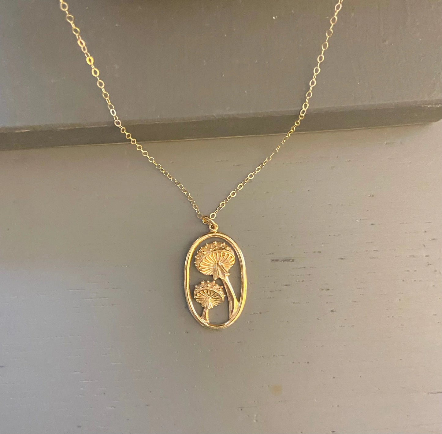 Golden Agaric Mushroom Necklace