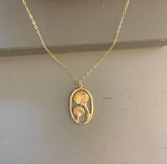 Golden Agaric Mushroom Necklace