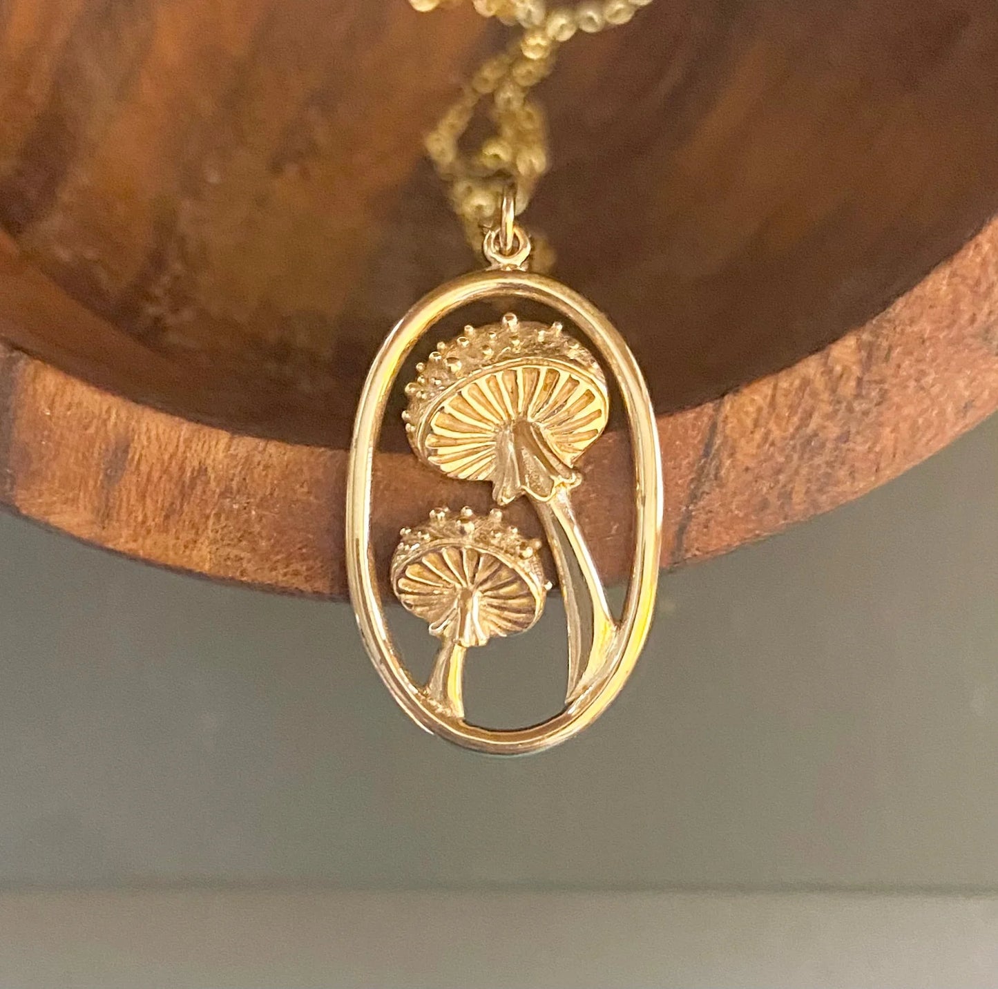 Golden Agaric Mushroom Necklace