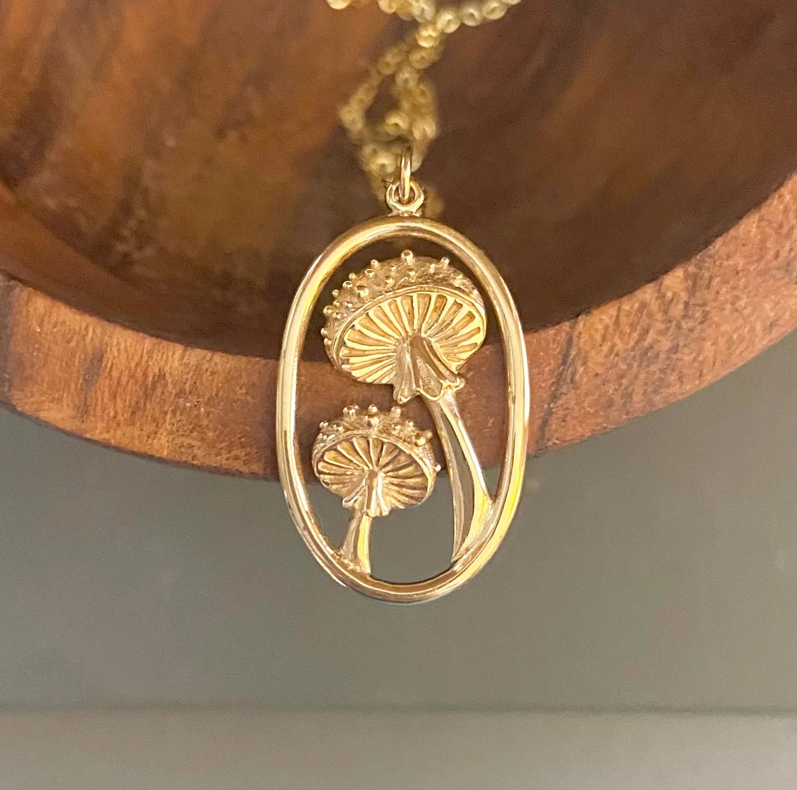 Golden Agaric Mushroom Necklace
