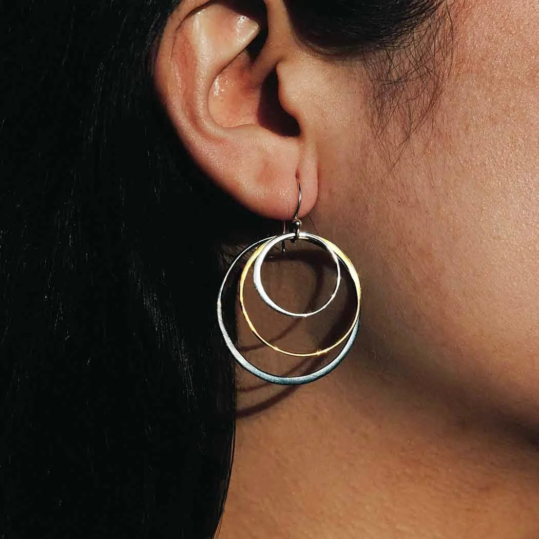 Sterling Silver Mixed Metal Dangle Earrings