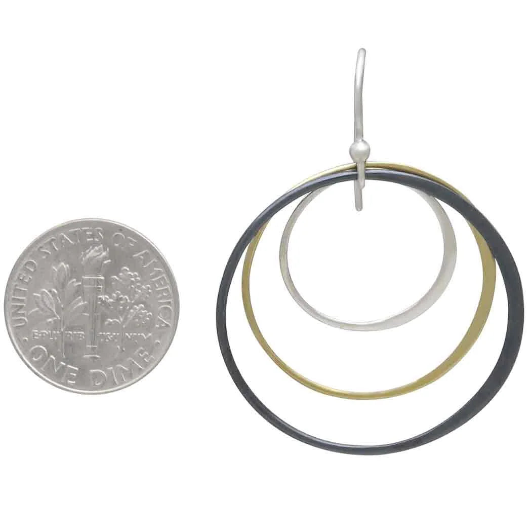 Sterling Silver Mixed Metal Dangle Earrings