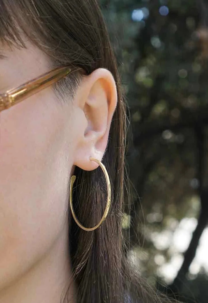 Gold Hammered Hoops