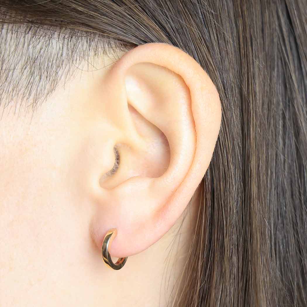 Golden Tiny Thick Huggie Earrings